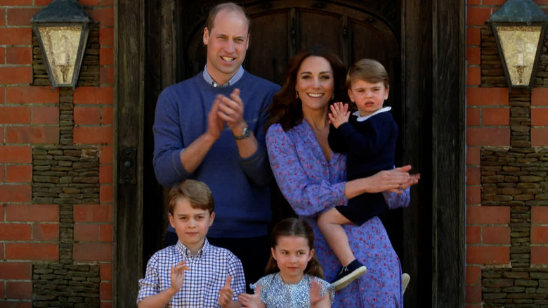 Prince Louis, Princess Charlotte, and Prince George with Prince William and Kate Middleton 