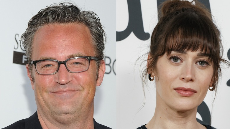 Split image of Matthew Perry and Lizzy Caplan