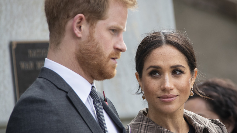 Meghan Markle looking up at Prince Harry