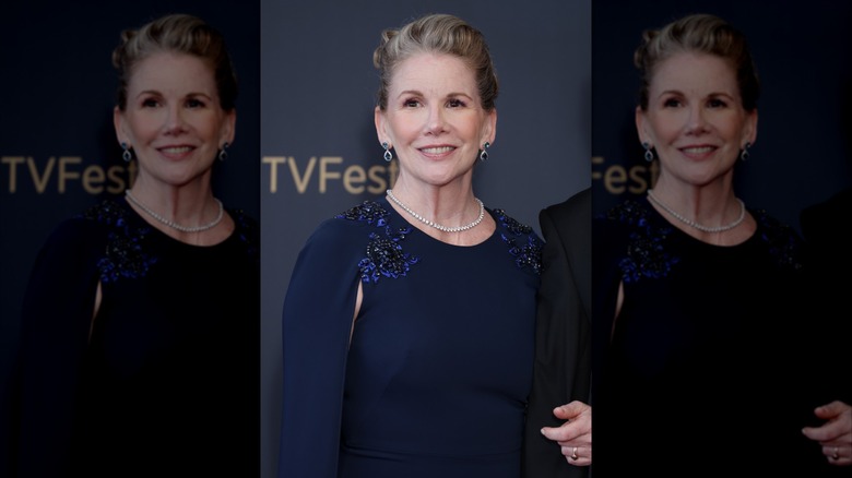 Melissa Gilbert in a navy blue gown