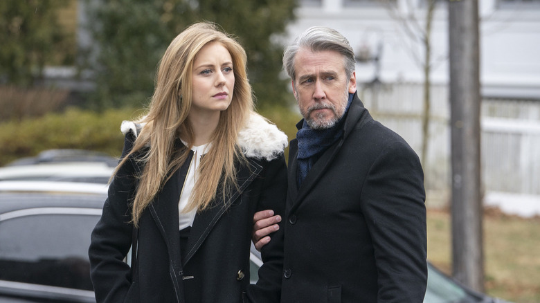 Justine Lupe and Alan Ruck in a scene from Succession