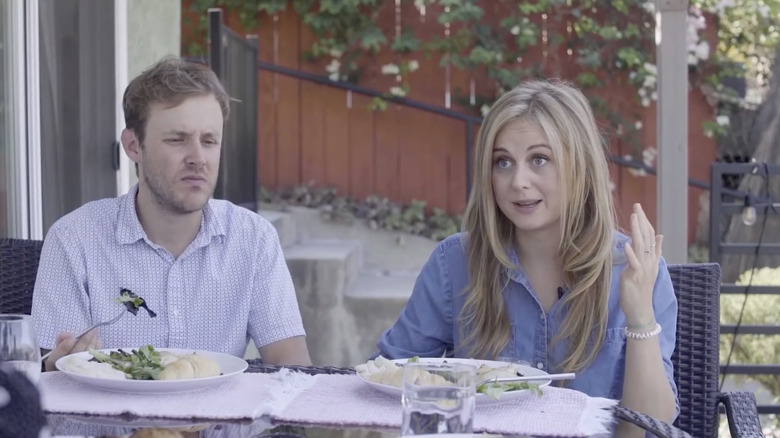 Josh Duvendeck and Justine Lupe in a scene from The Non-Essentials