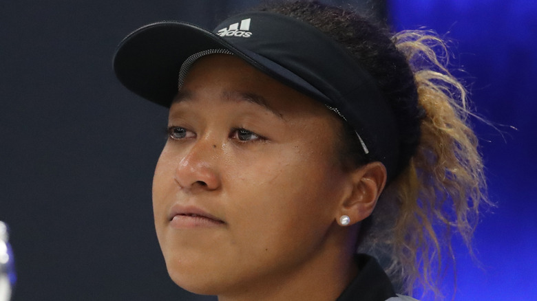 Naomi Osaka crying during press conference