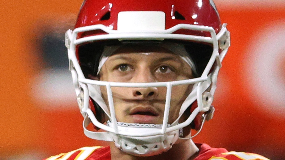 Quarterback Patrick Mahomes in helmet