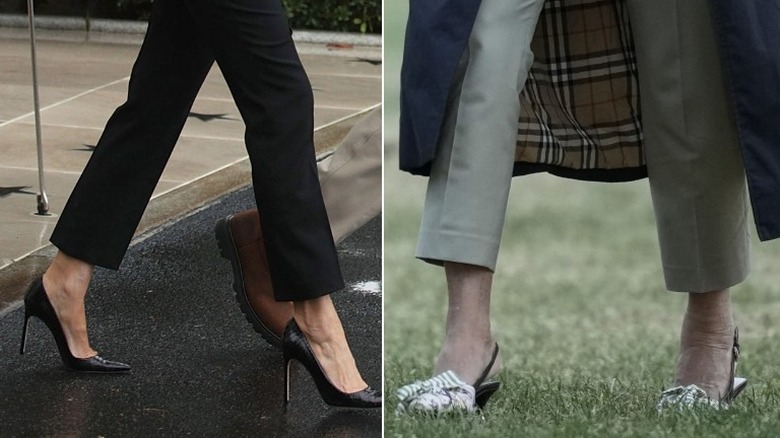 Melania Trump black stiletto Jill Biden kitten heel