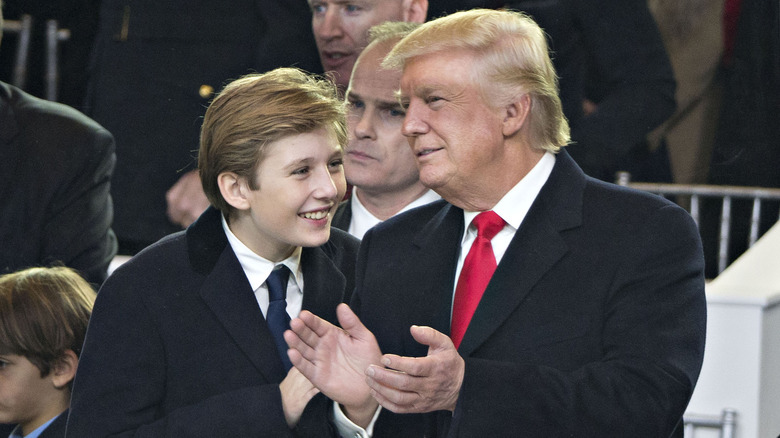 Donald Trump and Barron Trump the 58th presidential inauguration parade in Washington