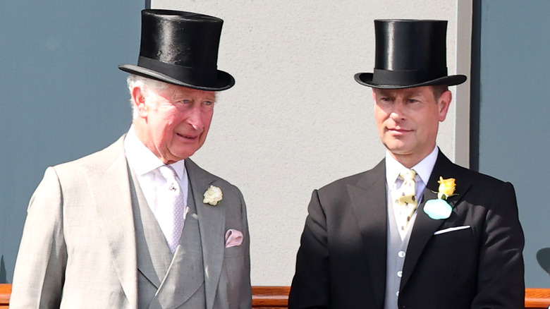 Prince Charles and Prince Edward wear ascots and tophats