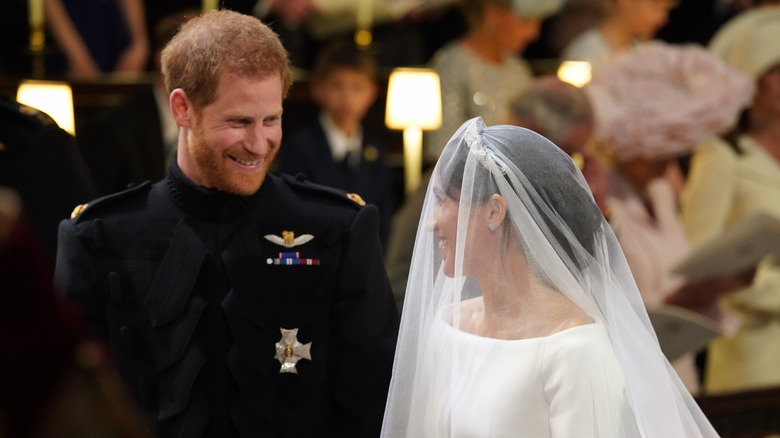 Prince Harry and Meghan Markle at the altar 