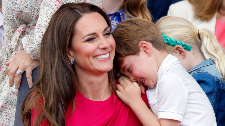 Prince Louis and Kate Middleton smiling