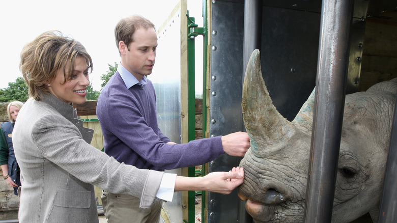 Prince William with a rhino 