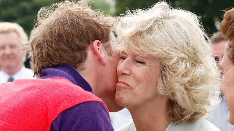 Queen Camilla hugging Prince William