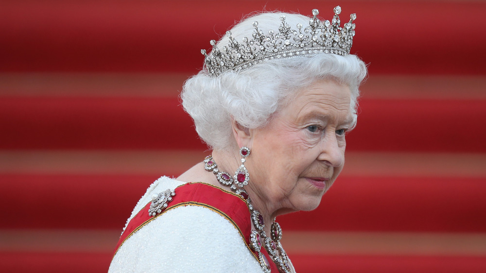 Queen Elizabeth wearing crown