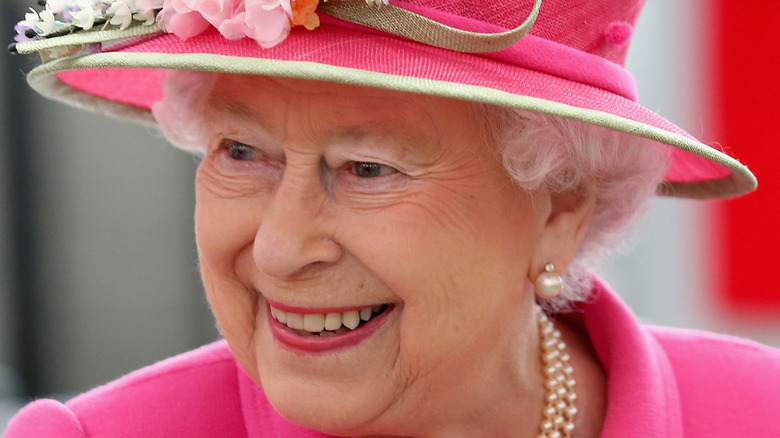 Queen Elizabeth in pink 