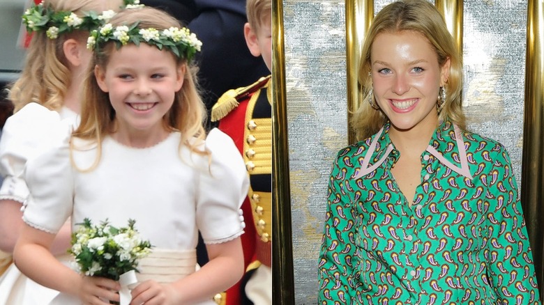 Lady Margarita Armstrong-Jones as bridesmaid/in green paisley outfit