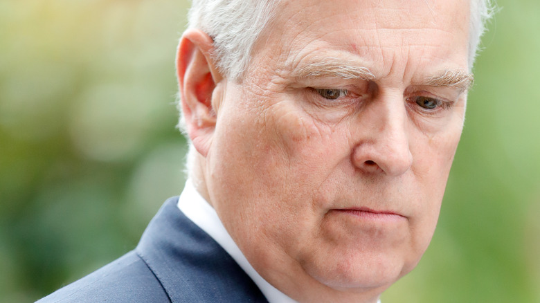 Prince Andrew looking serious