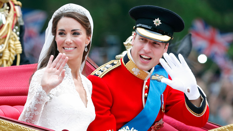 William and Catherine on their wedding day