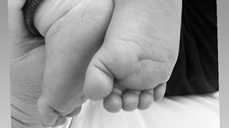 Black and white baby photo