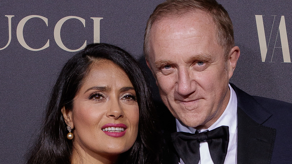 Salma Hayek smiling with husband François-Henri Pinault