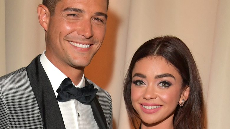 Wells Adams smiles with Sarah Hyland