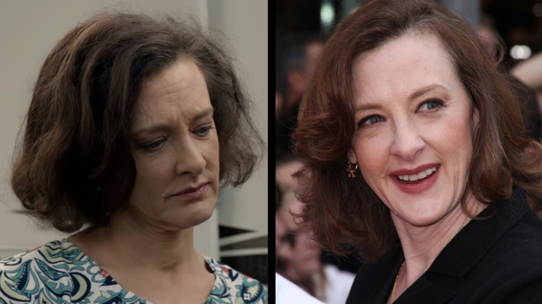 (l-r): Joan Cusack as Sheila Jackson in "Shameless"; Joan Cusack on the red carpet