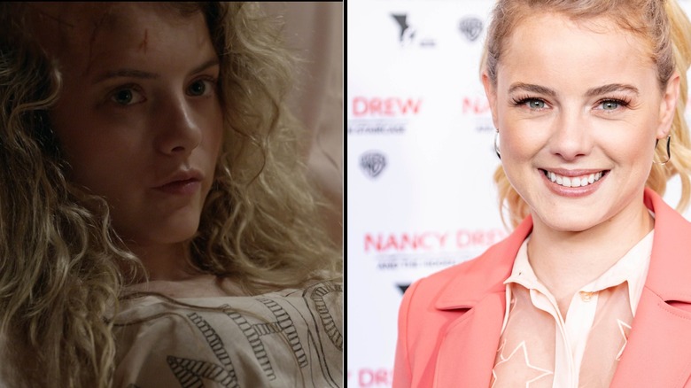 (l-r): Laura Slade Wiggins as Karen Jackson in "Shameless"; Laura Slade Wiggins on the red carpet