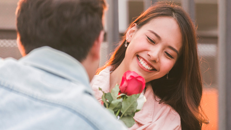 woman smiling on date