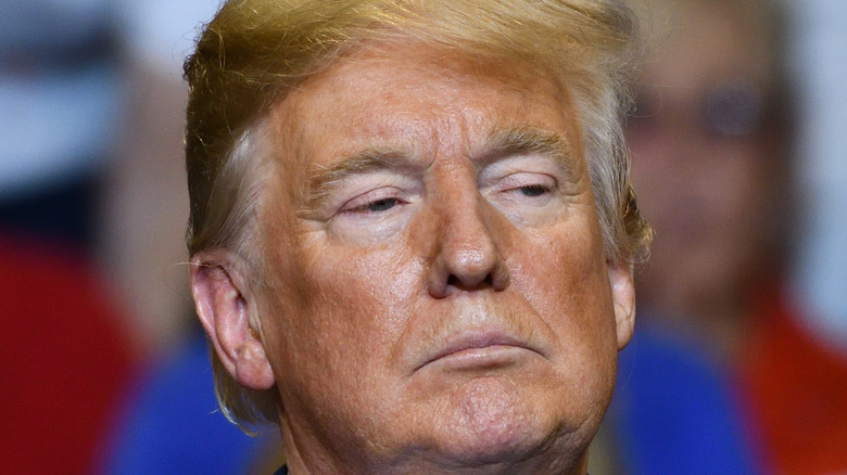 Donald Trump looks perturbed