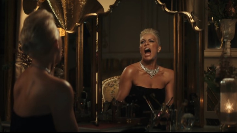 Hannah Waddingham laughs in the Rakuten's Super Bowl 2022 commercial