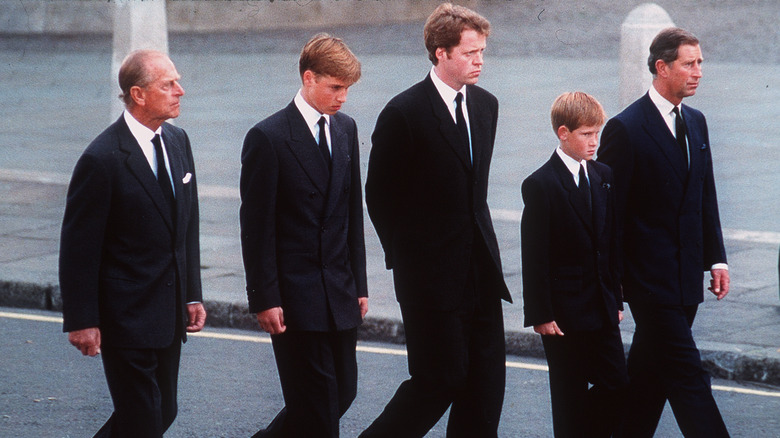 Royal mourners attending Princess Diana's funeral