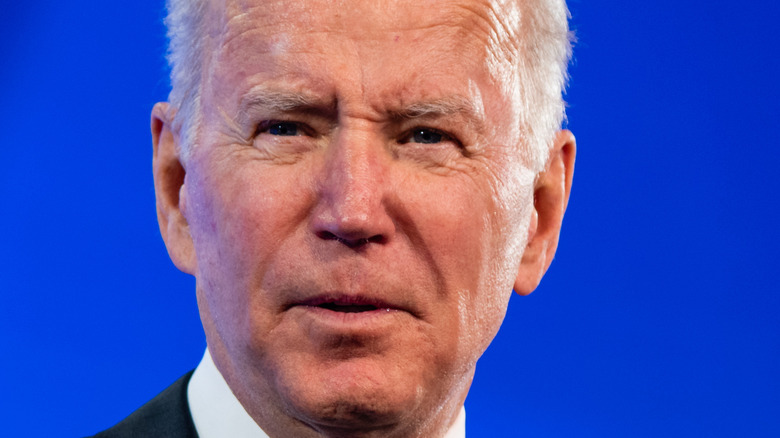 President Joe Biden looking serious