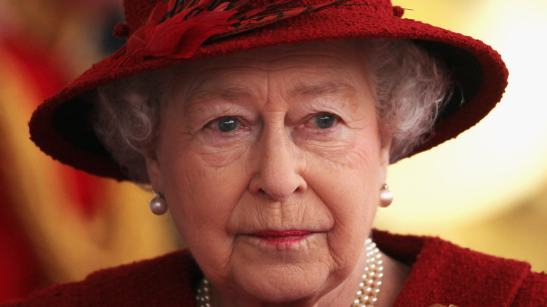 Queen Elizabeth looking grim