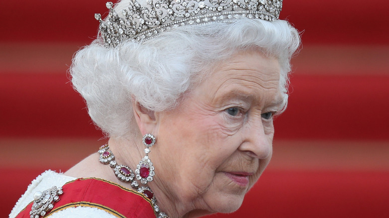 Queen Elizabeth looking pensive