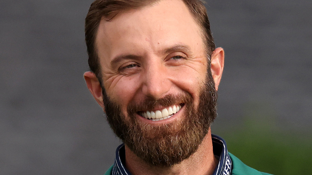 Dustin Johnson in his Masters' jacket