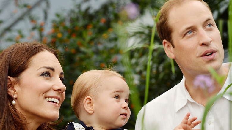 Kate Middleton, Prince George, and Prince William pose for a photo