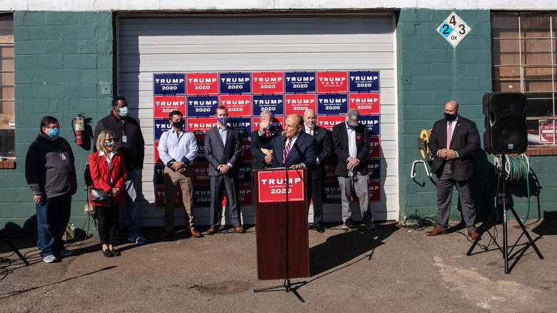 Rudy Giuliani speaks at Four Seasons Landscaping