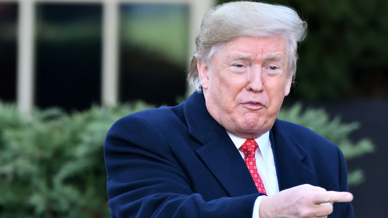 Donald Trump pointing his finger while speaking
