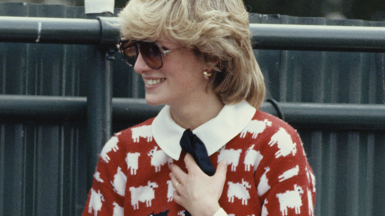 Princess Diana in her sheep sweater