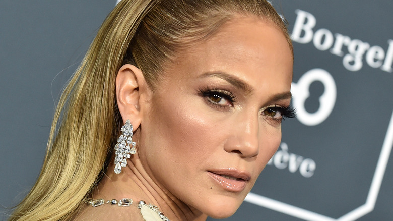 Jennifer Lopez looking at camera