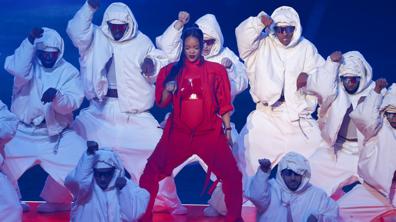 Rihanna performing at super bowl