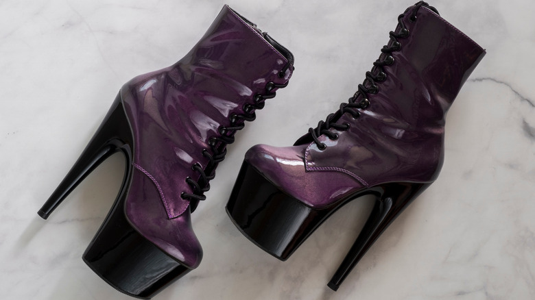 Purple platform boots