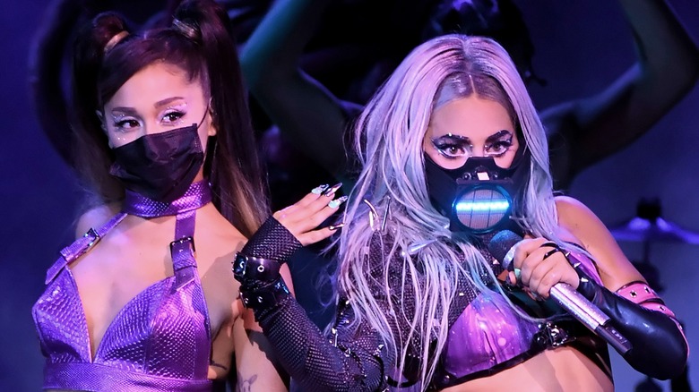 Lady Gara and Ariana Grande perform at the 2020 MTV Video Music Awards