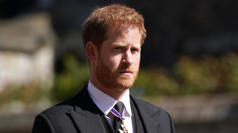 Prince Harry at Prince Philip's funeral