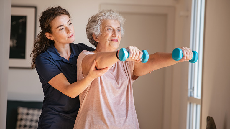 older woman exercising