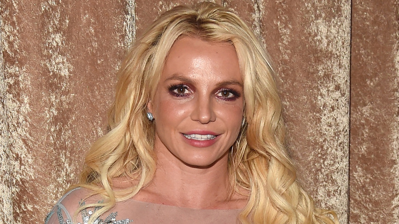 Closeup of Britney Spears smiling at event