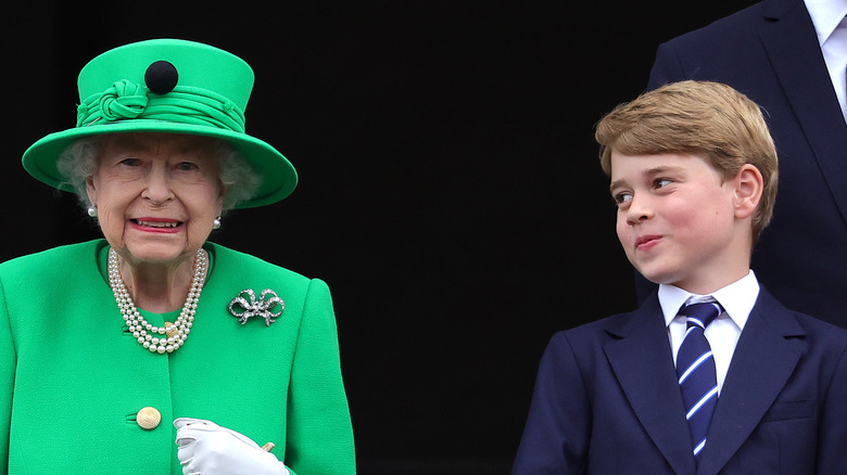 Prince George with Queen Elizabeth 