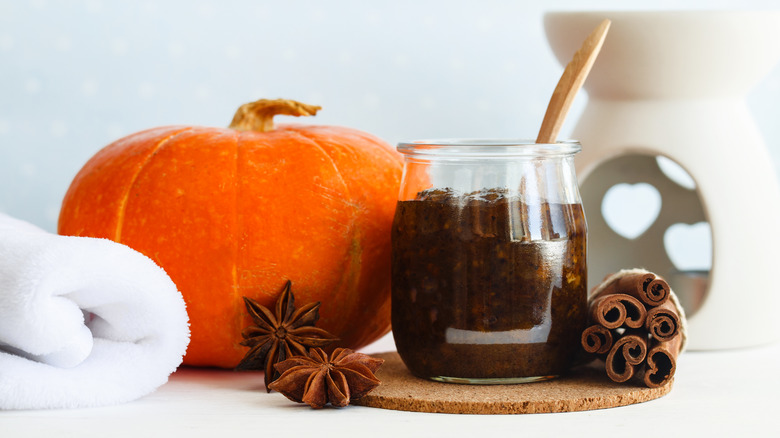 jar of pumpkin skincare scrub