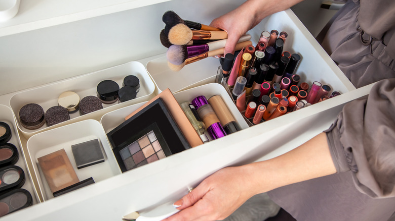 Drawer of makeup 