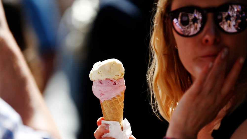 Woman eating ice cream