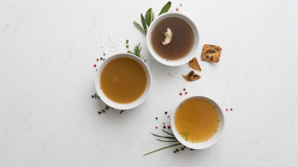 three bowls of bone broth 