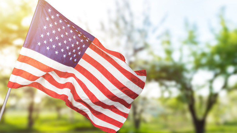 American flag in the wind